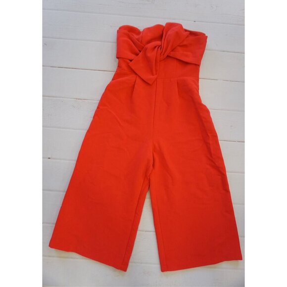 Parvenue Red Strapless Bow Jumpsuit - Size M - Picture 1 of 12